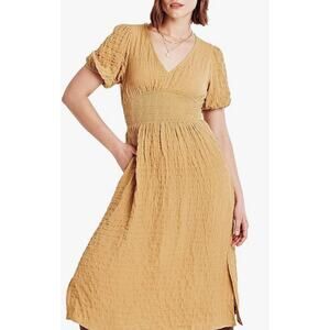 Dear John Women’s Short sleeve Elastic Waist Mustard Dress New size M